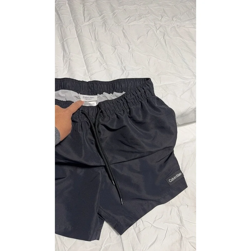Calvin Klein Mens Swim Shorts Black Elastic Drawstring Large
